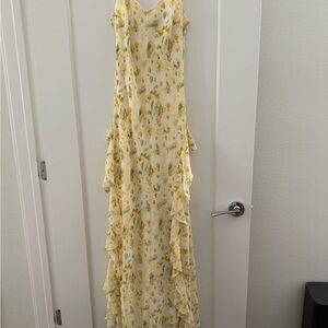 Forever 21 Yellow Cream floral Maxi Gown